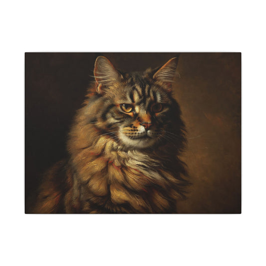 Regal Maine Coon Cat Matte Canvas Wall Art — Stretched Portrait