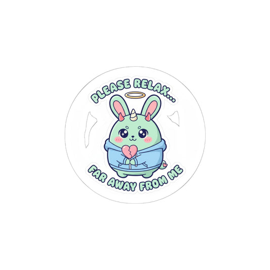 Please Relax Far Away From Me Kiss-Cut Stickers | kawaii threat, pastel cute