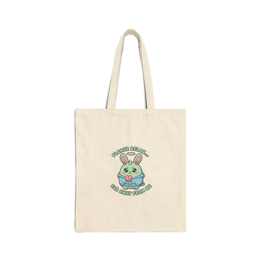 Cute Menacing Bunny Tote | Soft Threat kawaii, pastel sarcastic canvas